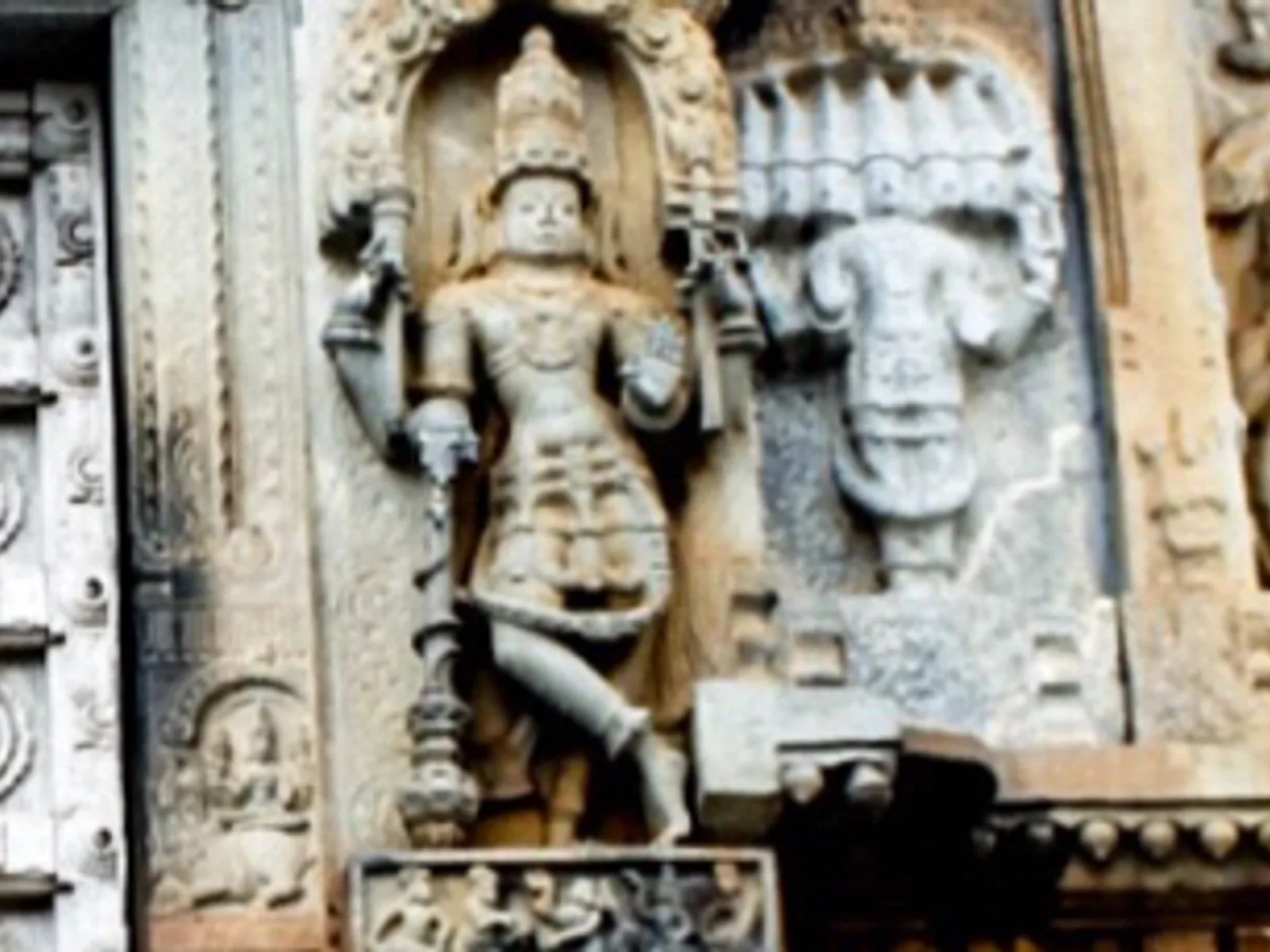Carved detail at the Annapoorneshwari Temple, Horanadu
